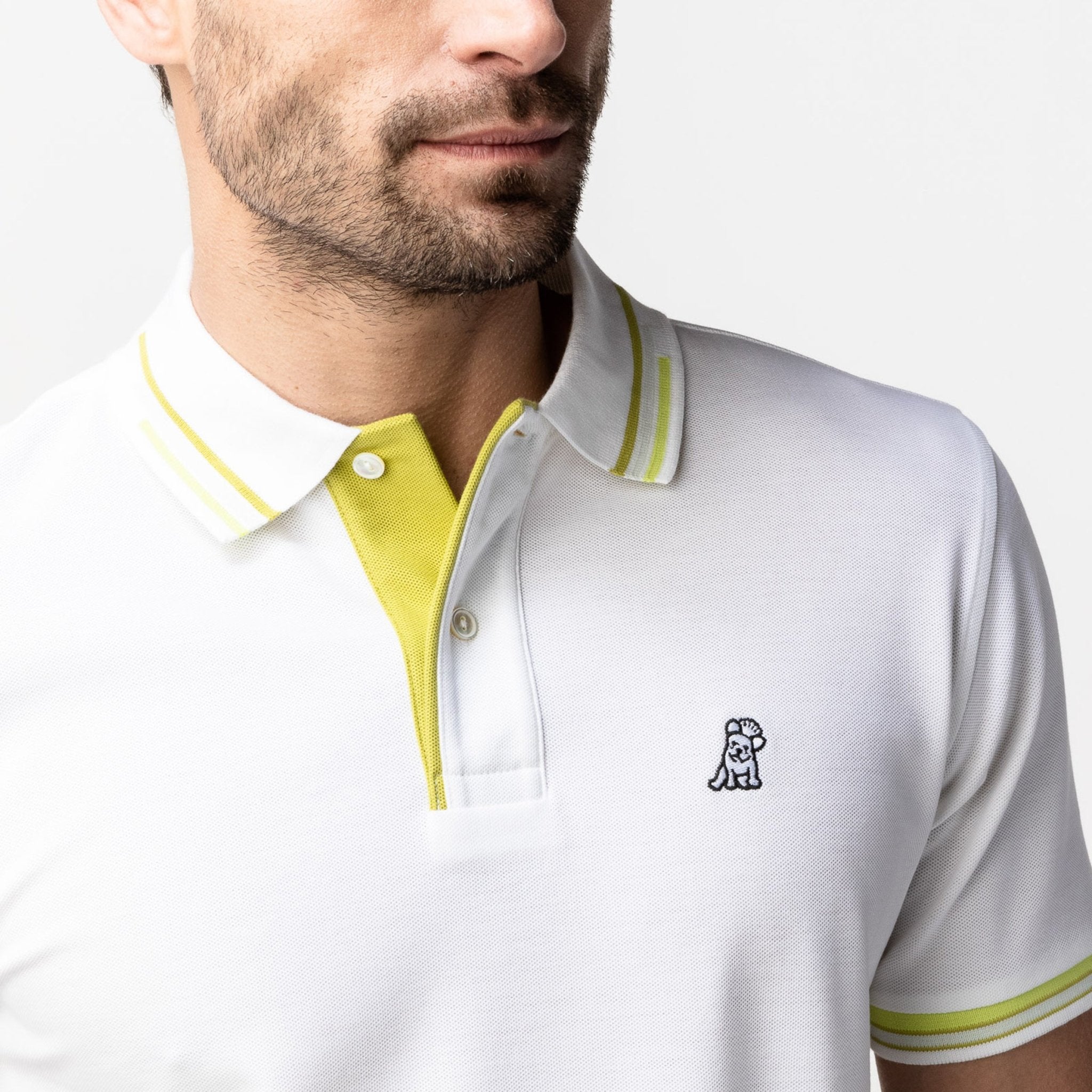 Men's Green Contrast Stripe Polo Shirt - JAMES BARK