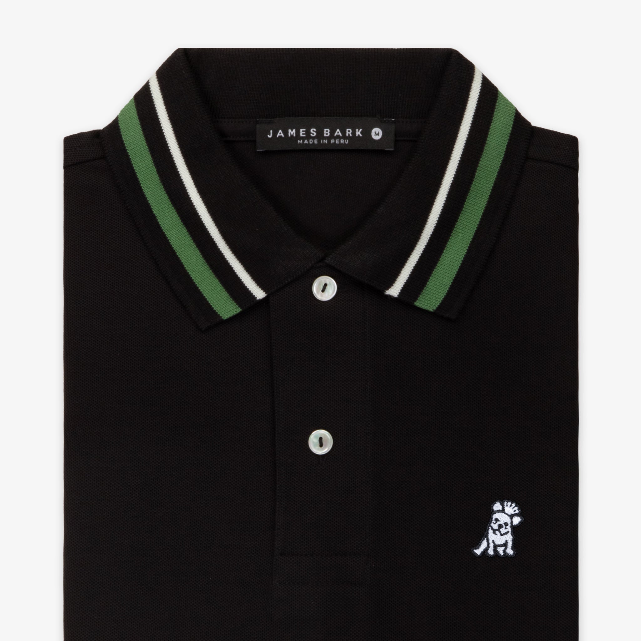 Men's Green Striped Accents Piqué Polo Shirt - JAMES BARK