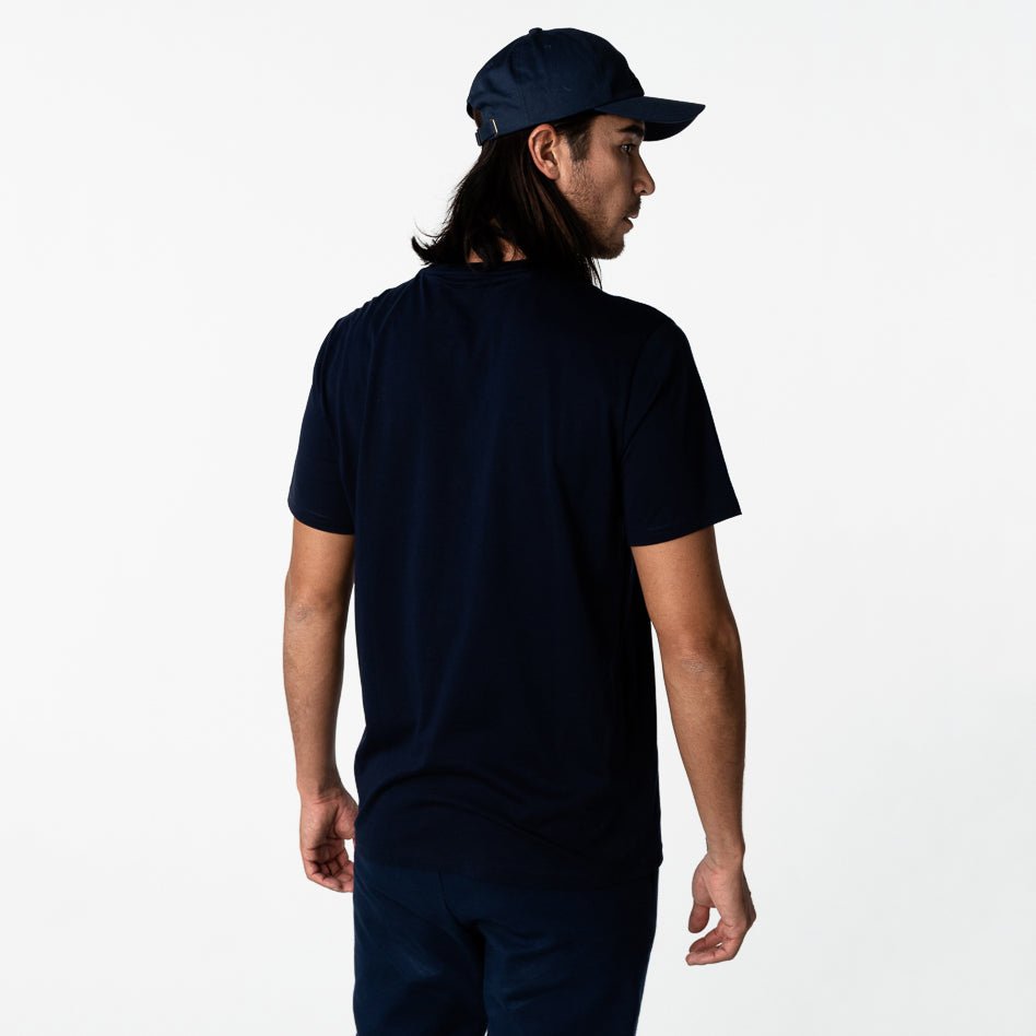 Men's Navy Crew Neck Jersey T-Shirt - Gold Bark - JAMES BARK