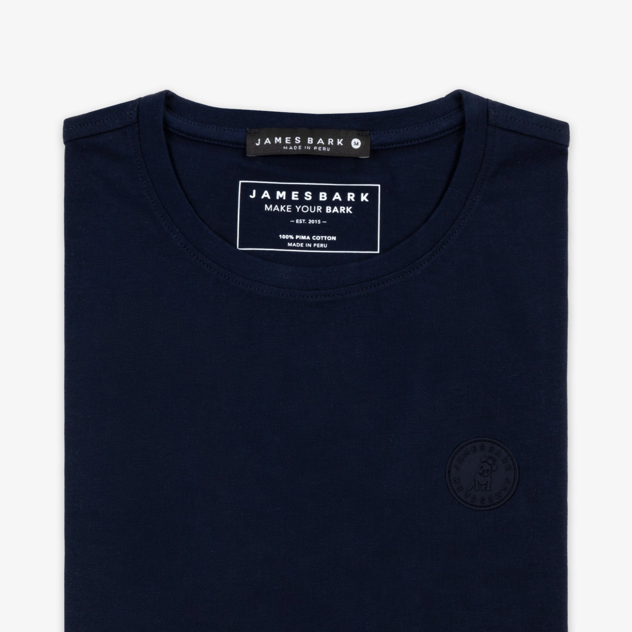 Men's Navy Crew Neck Jersey T-Shirt - Silicone Patch - JAMES BARK