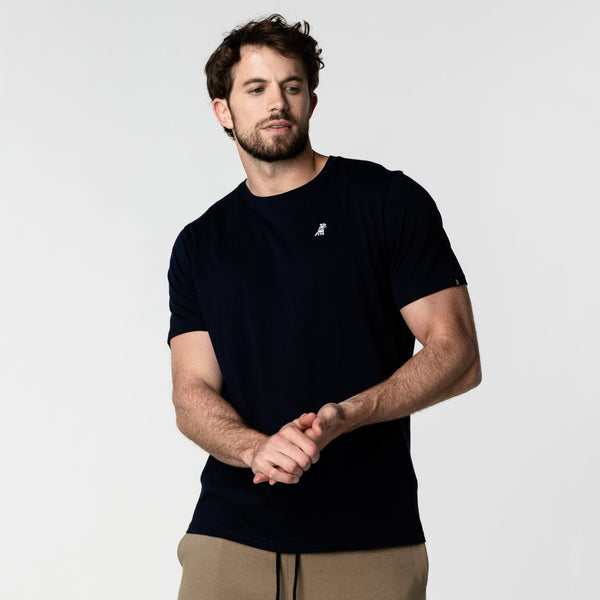 Men's Navy Crew Neck Jersey T-Shirt - White Bark – JAMES BARK