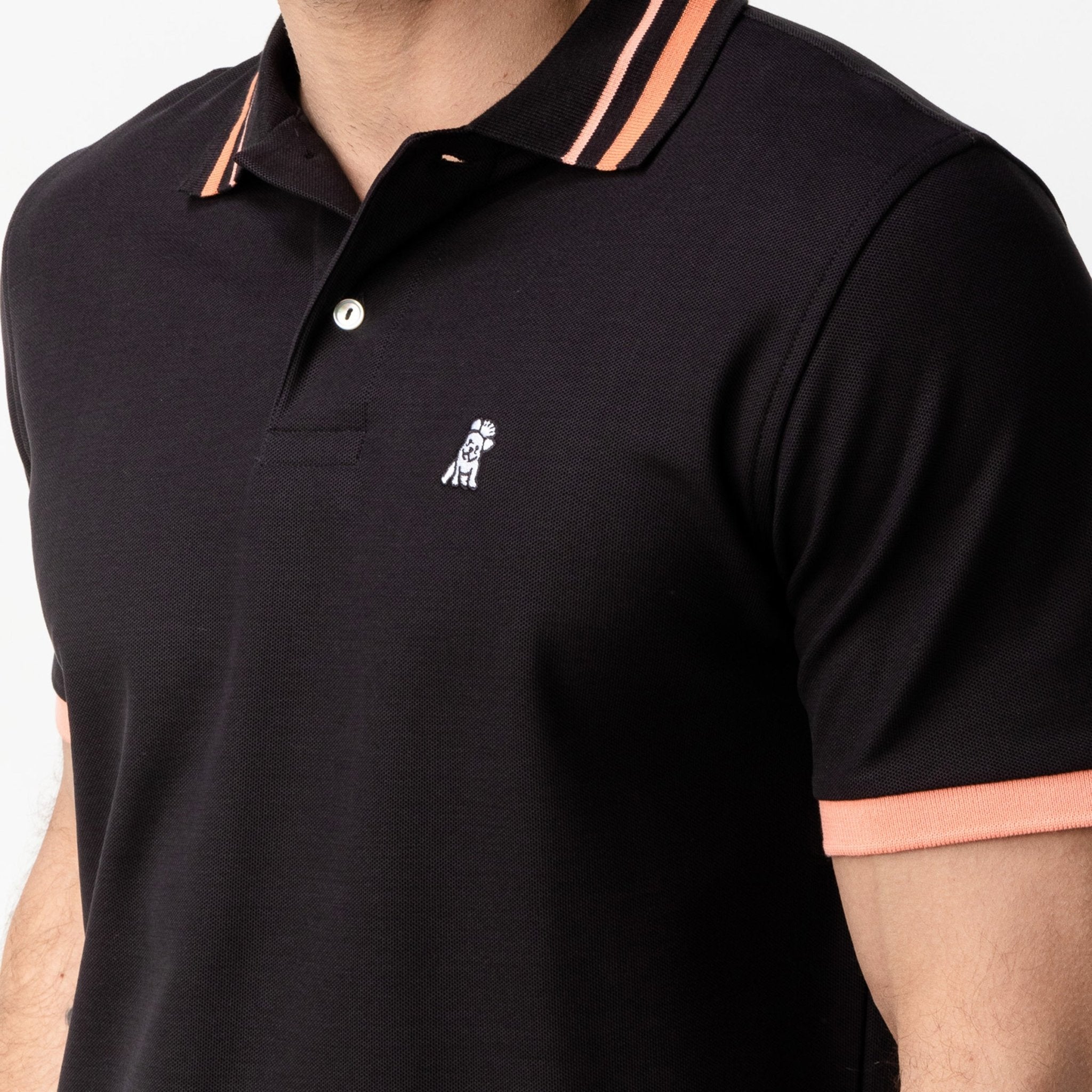 Men's Orange Striped Accents Piqué Polo Shirt - JAMES BARK