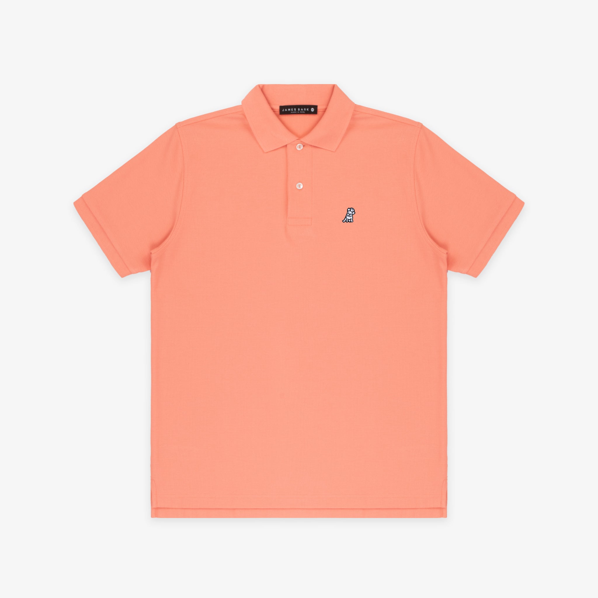 Men's Peach Pink Regular Fit Polo Shirt - White Bark - JAMES BARK