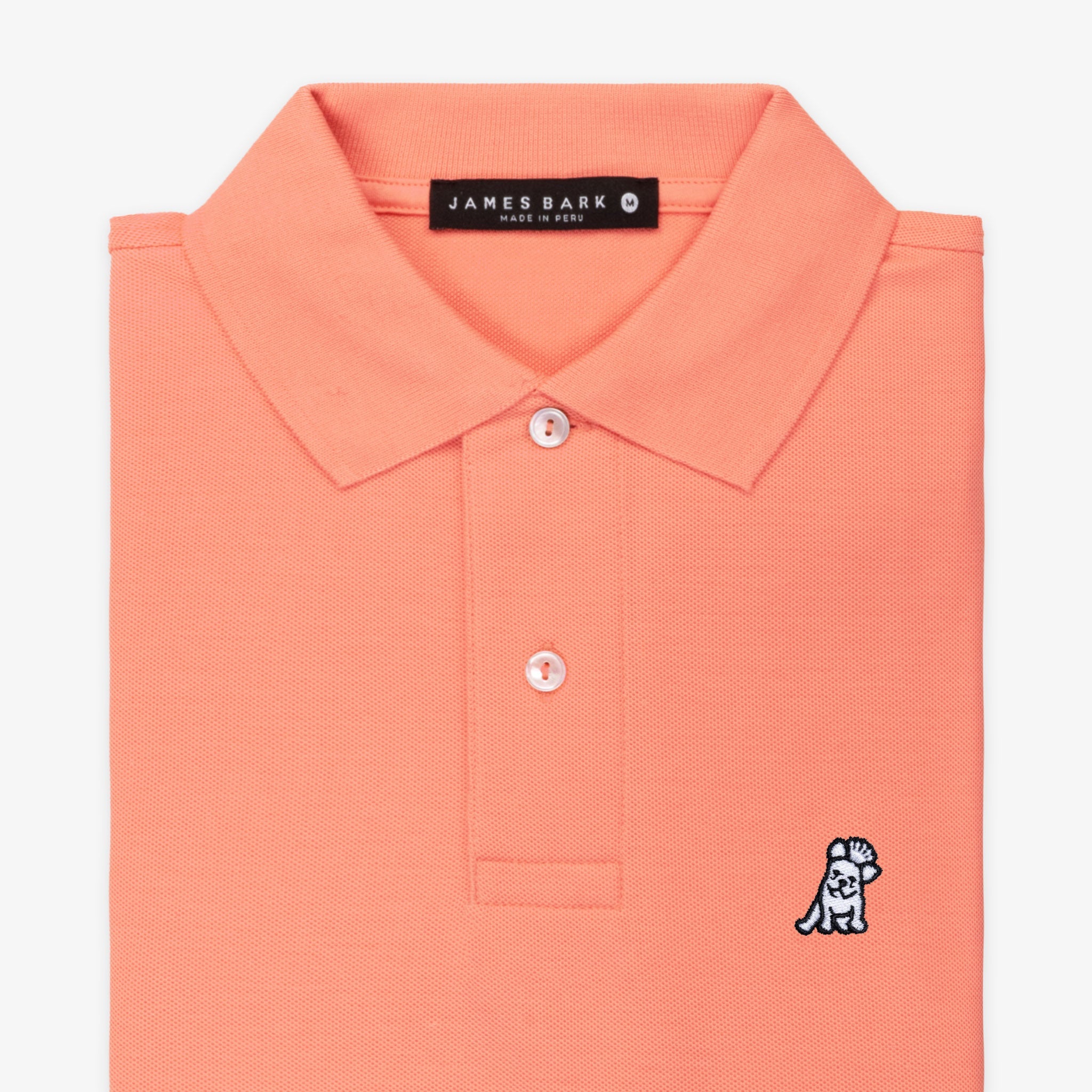 Men's Peach Pink Regular Fit Polo Shirt - White Bark - JAMES BARK