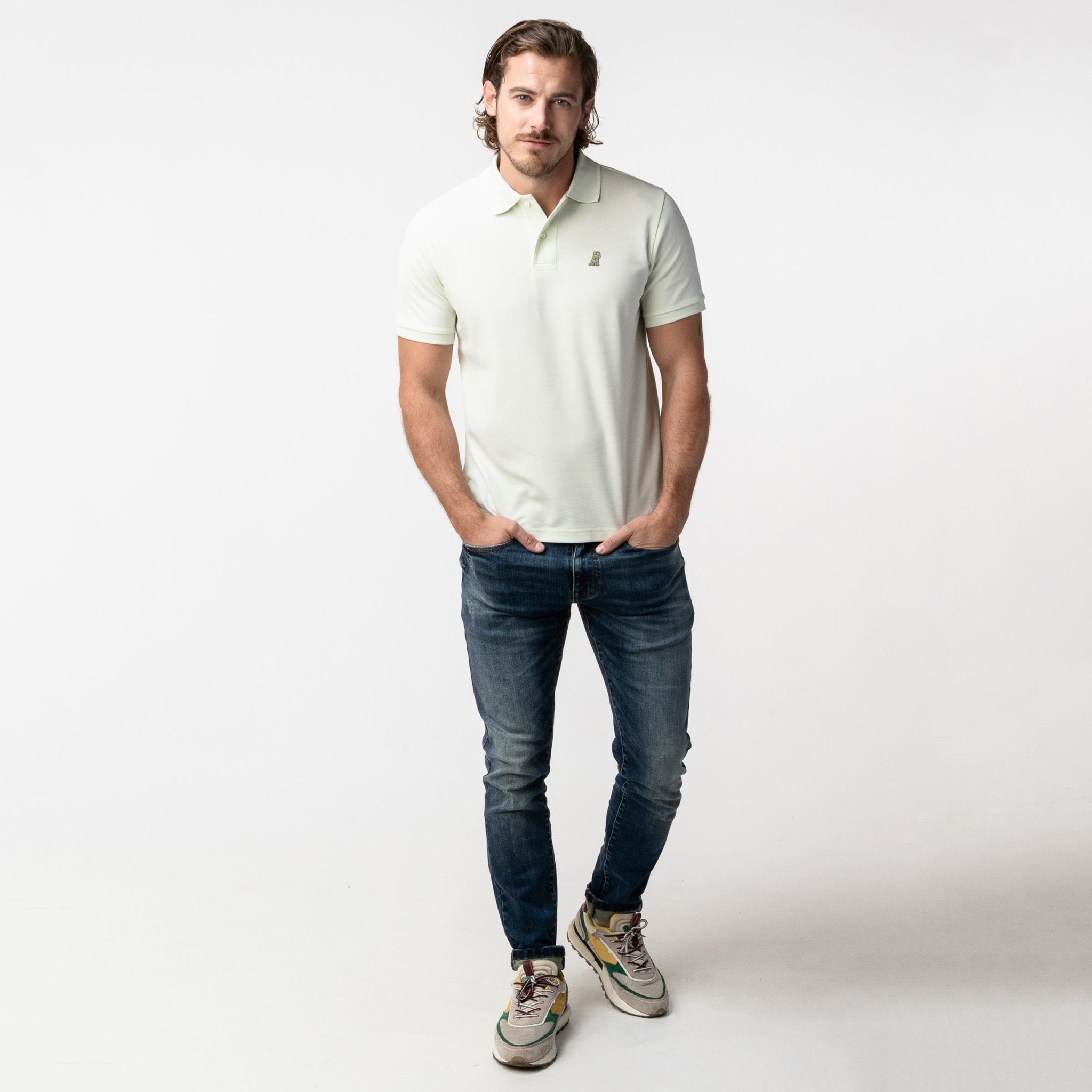 Men's Phantom Green Regular Fit Polo Shirt - Mint Bark - JAMES BARK