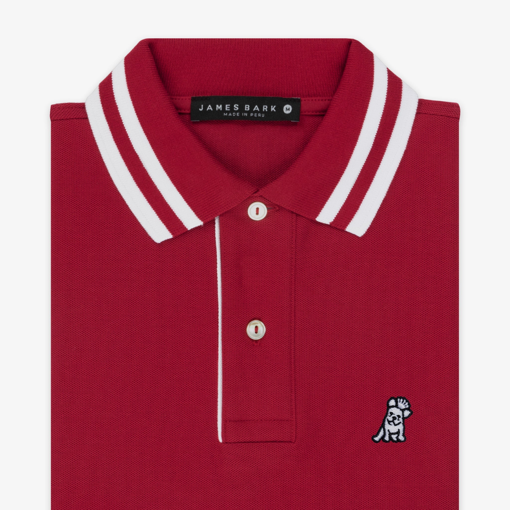 Men's Red Bold Stripe Collar Polo Shirt - JAMES BARK