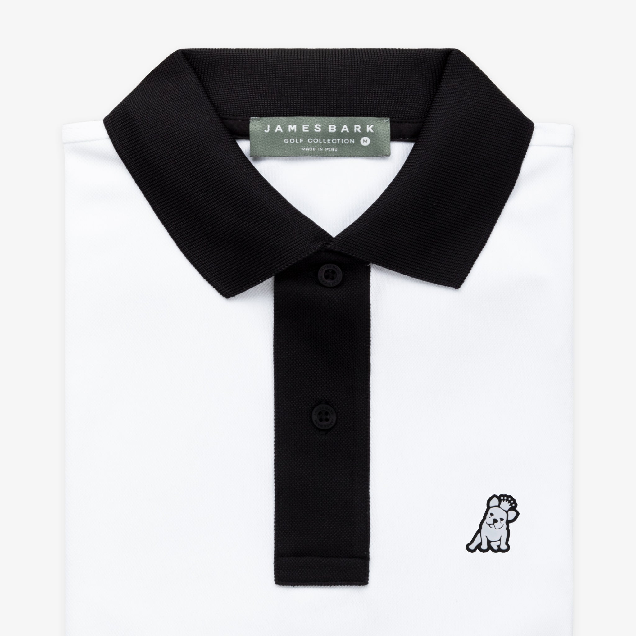 Men's White Contrast Collar Golf Polo Shirt - JAMES BARK
