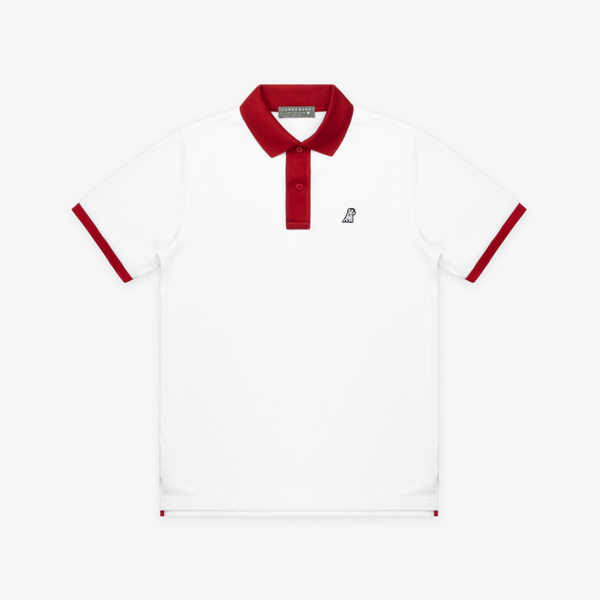 Men's White Contrast Collar Golf Polo Shirt - JAMES BARK
