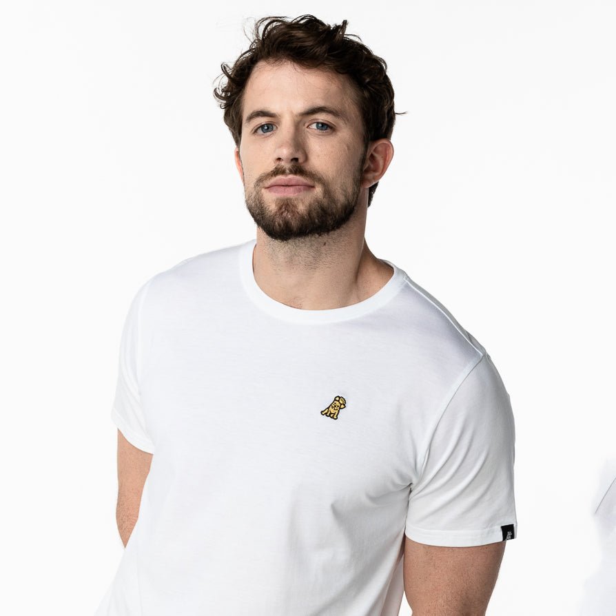Men's White Crew Neck Jersey T-Shirt - Gold Bark - JAMES BARK