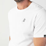Men's White Crew Neck Jersey T-Shirt - White Black Bark - jamesbark-usa