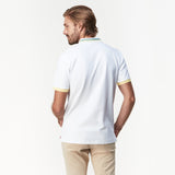 Men's White Green Stripe Details Polo Shirt - JAMES BARK