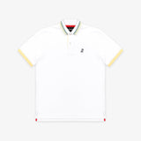 Men's White Green Stripe Details Polo Shirt - JAMES BARK