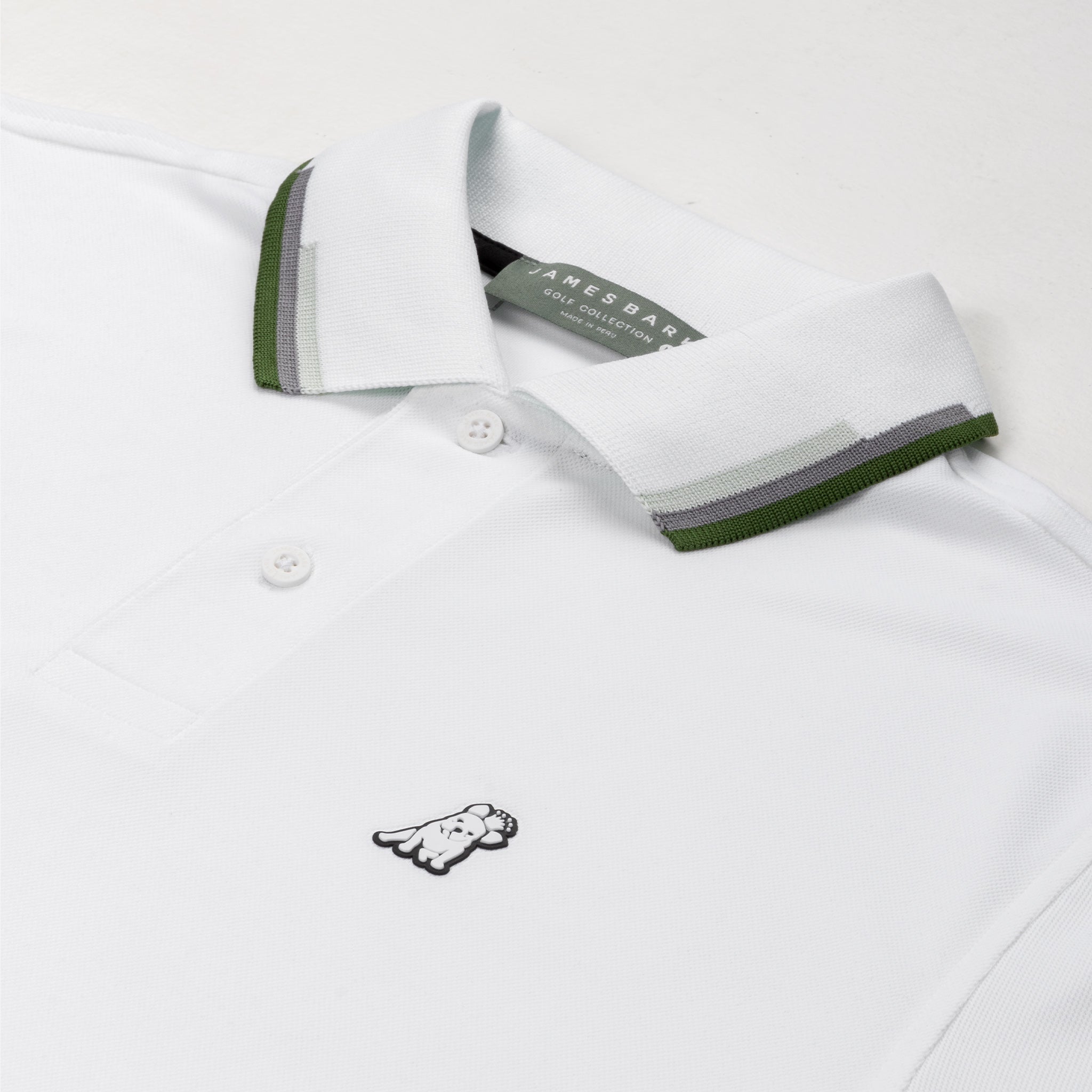 Men's White Lines Collar Golf Polo Shirt - JAMES BARK