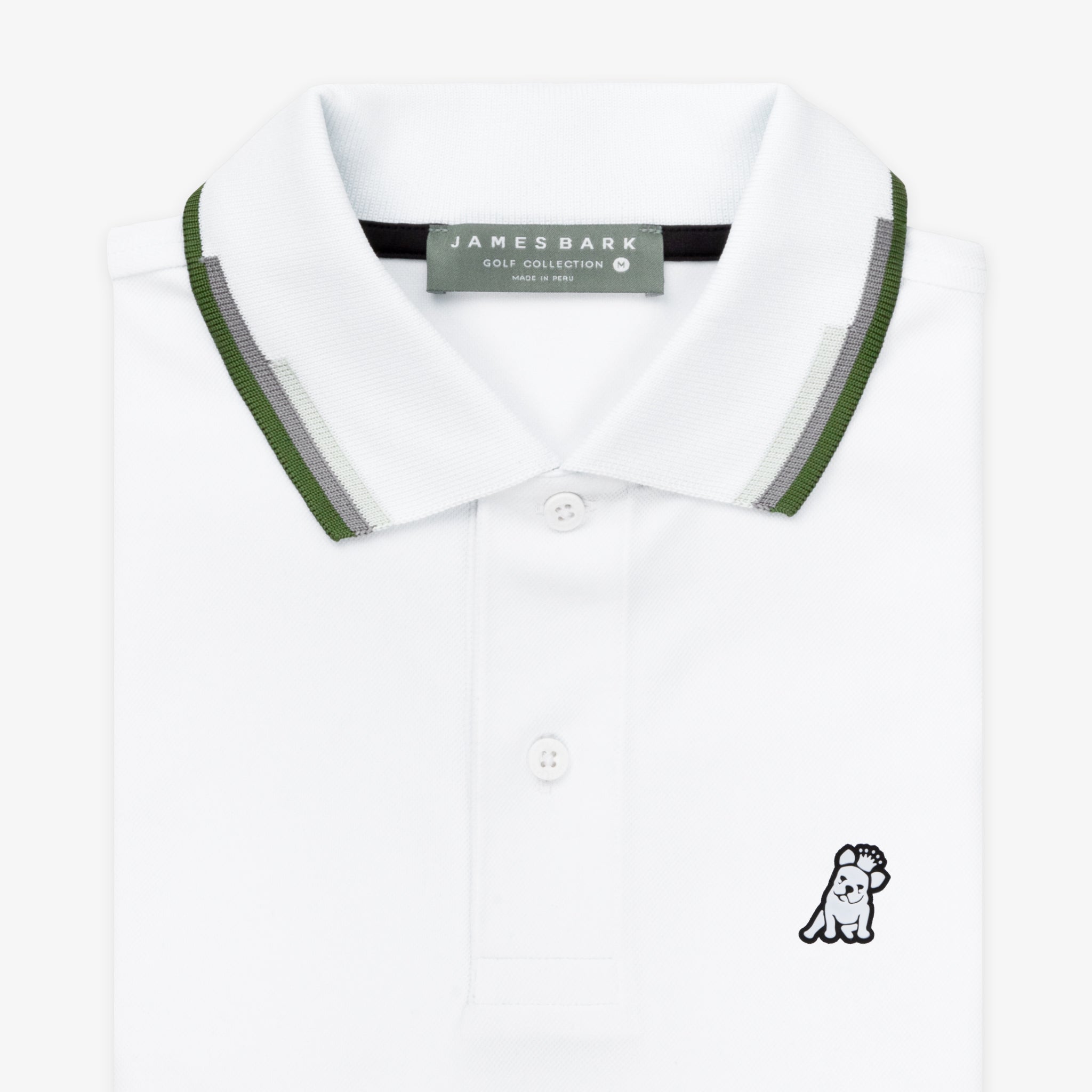 Men's White Lines Collar Golf Polo Shirt - JAMES BARK