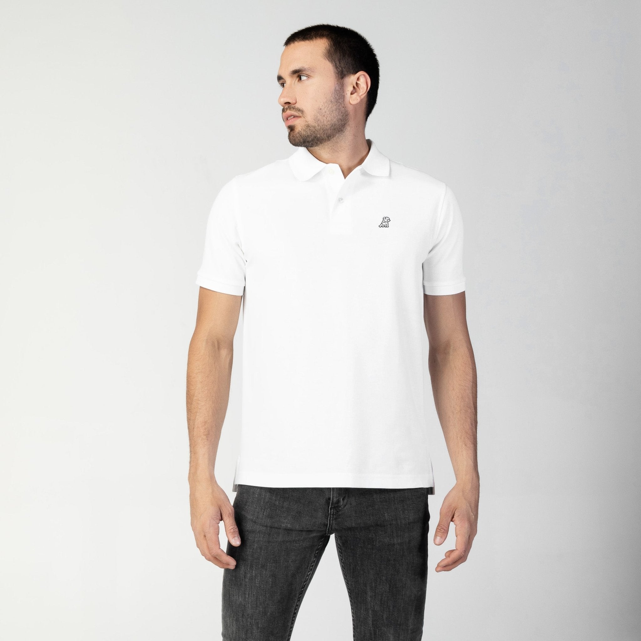 Men's White Regular Fit Polo Shirt - White Bark - jamesbark-usa