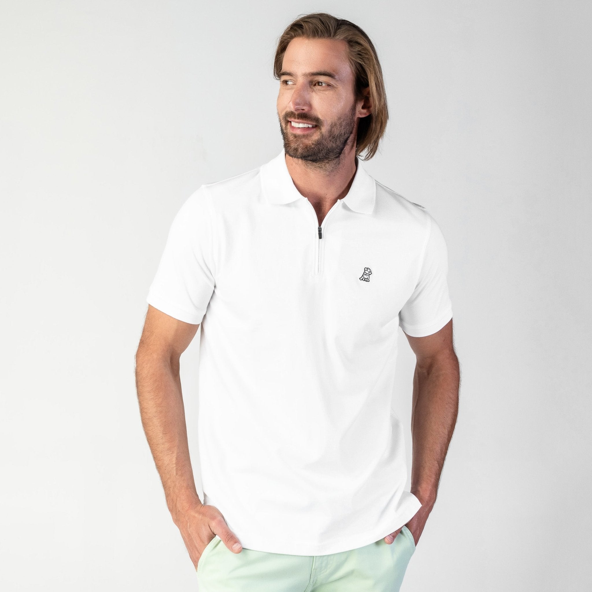Men's White Travel Polo Shirt - White Bark - jamesbark-usa